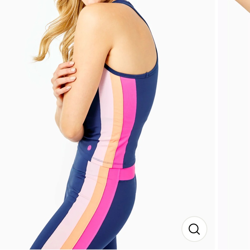 Lilly Pulitzer Navy Activewear Set with Pink and Orange Stripes